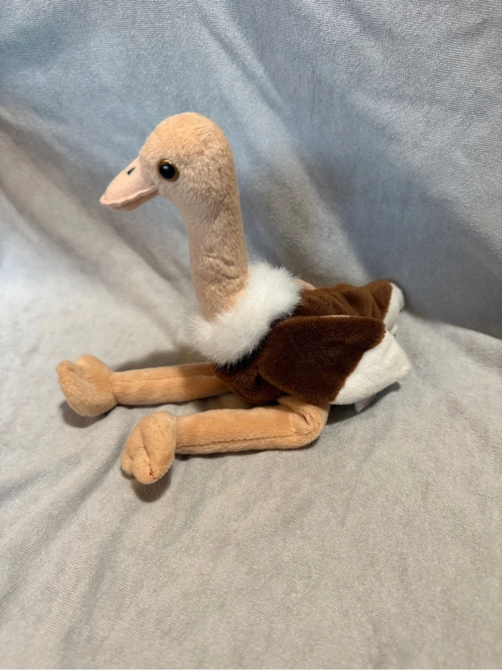 Plush Ostrich Toy in Brown, Cream and White - Soft Cuddly Bird (1997)